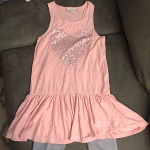 Next direct girls pink top with gray capris - 6